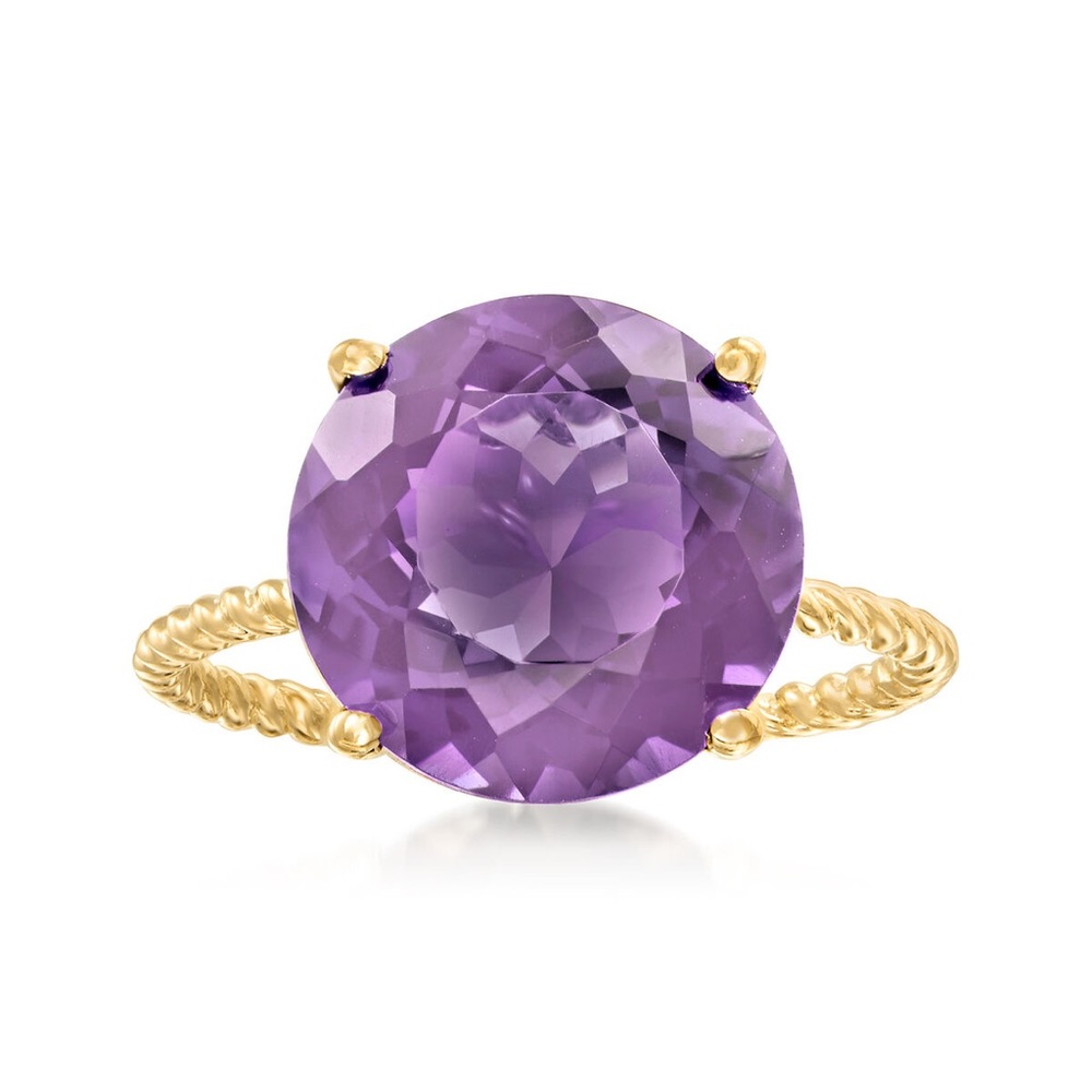 purple amethyst ring in 14kt yellow gold